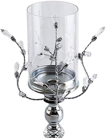 Tubayia Metal Glass Candle Holder Tea Light Holder Tea Light Glasses Table Decoration for Wedding Birthday Christmas Party (Silver, Medium)