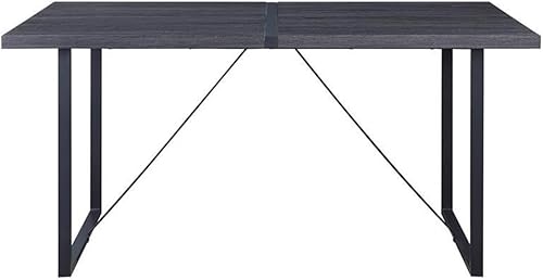 Miniatura 4 de Acme Nakula - Mesa de comedor de madera con base de trineo en roble gris y negro