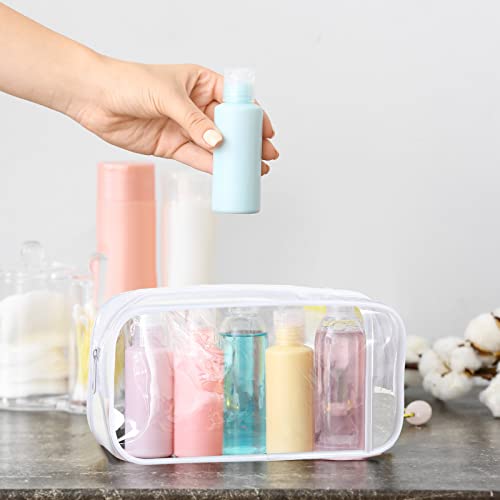 Sepamoon 30 Pcs Clear Pencil Bags Clear Pencil Pouch Clear Pencil Box Travel Toiletries Bag Makeup Bags Large Capacity Pencil Bag For Office Stationery Travel Storage(White) #TOP6