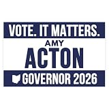 Amy Acton for Governor 2026 Car Magnet Bumper Election Matters Vote Race November Voting