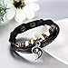 JewelryWe Collares y Pulseras para Parejas,Colgante de Gatos Negro Blanco Acero Inoxidable,...
