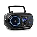 Produktbild auna Roadie Smart Boombox, SmartRadio: Internetradio/DAB+ / UKW, CD-Player, Stereoanlage, USB-Port, MP3, Bluetooth, 3,5 mm-Cinch-Klinke-AUX-Eingang, mehrfarbige LED-Beleuchtung, schwarz