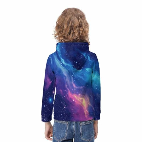 Pull à capuche drôle avec poche imprimé étoiles cosmiques pour ados - 4