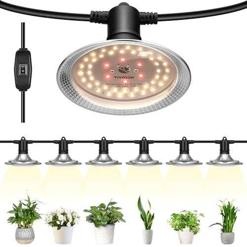 VIVOSUN Outdoor LED Grow Lights, Waterproof String Grow Light, Full Spectrum Plant Growing Lights with 22Ft Adjustable Cord for Seedling, Veg, Flower in Greenhouse, Garden, Backyard, Farm (6