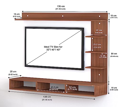 Image of Anikaa Tyron Engineered Wood TV Entertainment Unit, Wall Mounted TV Unit /Wall Mounted Stand for Set Top Box (Walnut White)(Ideal for Upto 42 inch)(D.I.Y)