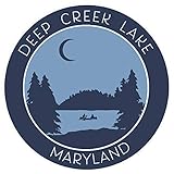 Deep Creek Lake, Maryland Crescent Moon Boat Vinyl Printed Die-Cut Decorative Auto Decal Sticker Appliques ~ Lake Life Adventure Series