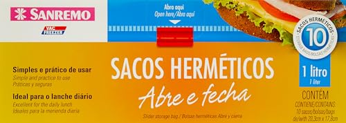 Saco Plástico Hermético Transparente Abre e Fecha de 1000ml, Linha Vac Freezer, Sanremo.