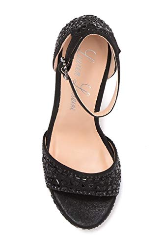 Eifel Open Toe Rhinestone Ankle Strap Open Platform Prom Pumps4