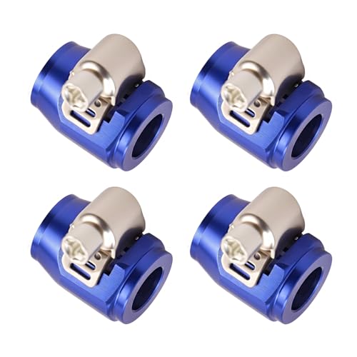 MINGABC Aluminum Hose End Finisher Clamp, Universal Fit, Red Chrome Finish, 4pcs Set for Stainless Steel and Rubber Hoses, Model (Blue, 6AN) by MINGABC - Image 2
