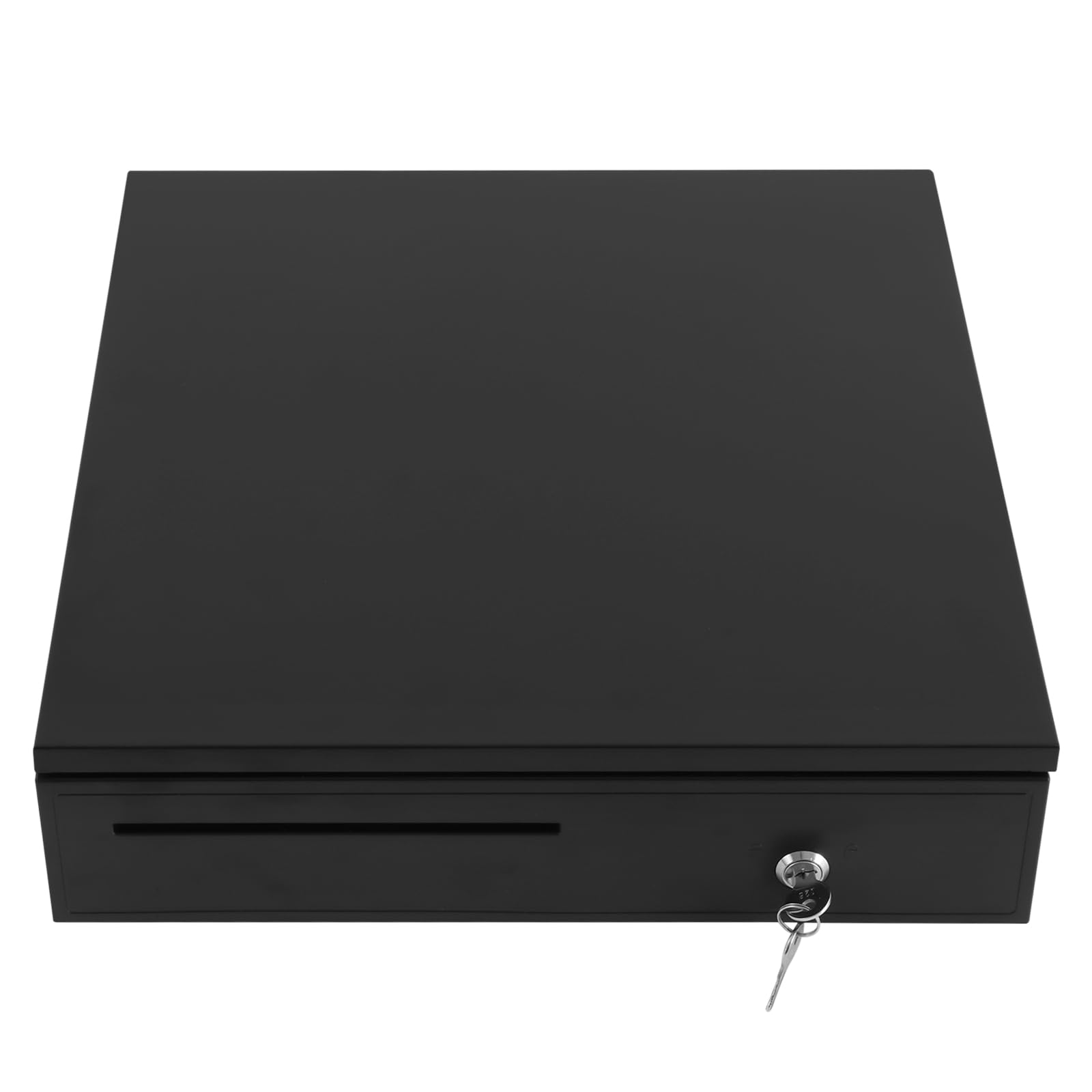 Cassetto per cassa leggero con 5 scomparti per banconote e 8 scomparti estraibili per monete e chiave, apertura nero, con cavo Rj11 per negozi