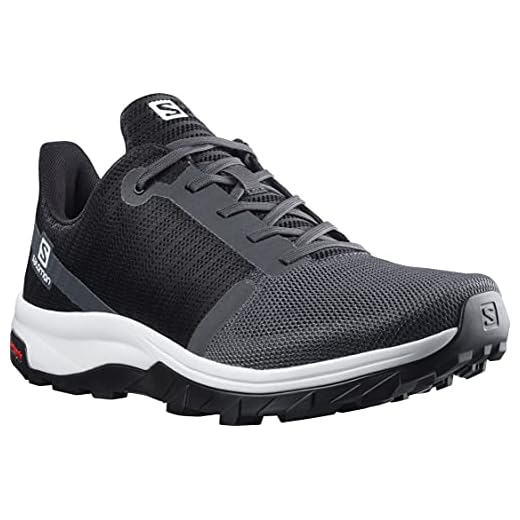 Salomon Outbound Prism Hombre Zapatos de trekking, Negro (Ebony/White/Black), 44 EU