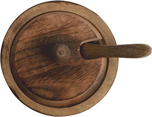 Decorative Rustic Wooden Sugar Bowl & Spoon With Lid Wide Mouth Candy Treat Jar Spice Jar Holder Condiment Nuts Serving Bowl Pot Salt Spice Herb Loose Leaf Tea Storage Container Novelty Home & Kitchen #TOP5
