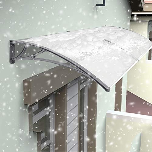 HENGMEI Front Door Canopy Outdoor Awning Arched Canopy Rain Shelter 150 x 100 cm, Gray frame