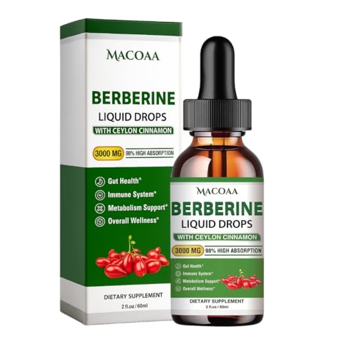 Berberine Supplement 3000mg High Strength, 100% Absorption with 3X Berberine 1000mg High Strengh Concentration, Natural Ingredients, Green Apple Flavour, 60ml