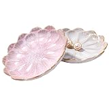 BOSILI Ceramic Ring Dish Holder Jewelry Tray Trinket Dish Vintage Lotus Shaped Small Decorative Jewe