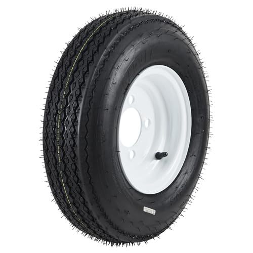 GarveeTech 4.80x8 480-8 Trailer Tire with 8" White Rim, 6PR Load Range C, 4 Lug - 2-Pack for Utility, Boat and Camper Trailers