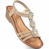 HARENCE Wedge Sandals for Women Shoes: Comfortable Elastic Ankle Strap Low Heel Dress Shoes Open Toe Gladiator Summer Beach Platform Sandals