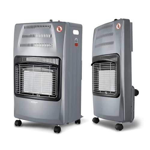 Avilia - Stufa a Gas Richiudibile 4200W con 3 Livelli di Riscaldamento, Accensione Piezoelettrica e Vano Porta-Bombola da 15Kg, Compatta e Facile da Riporre Smoke Grey