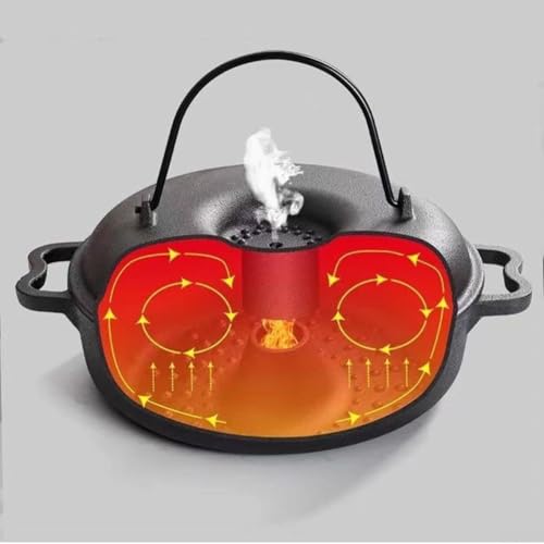 Mehrzweck-Grillpfanne aus Gusseisen, zum Kochen und Backen im Freien, mit Deckel für aromatische Mahlzeiten 8 Mehrzweck-Grillpfanne aus Gusseisen, zum Kochen und Backen im Freien, mit Deckel für aromatische Mahlzeiten