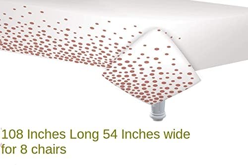 Oojami 6 Pack Tablecloth Rose Gold Dot Confetti Table Cover Size: 54" x 108" Rectangle Deal for Birthday, Wedding, Graduation, Anniversary, Retirement, Indoor or Outdoor Party, Banquet, Holiday,