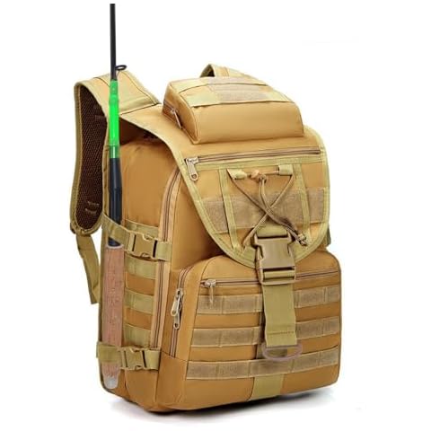 Fishing Tackle Backpack with Rod Gear Rack - Lightweight, Waterproof Arrow Fish Tactical Bag for Fishing, Hiking,Camping, Hunting Shoulder Storage Bag Travel Backpack Large Capacity Laptop Bag Cover
