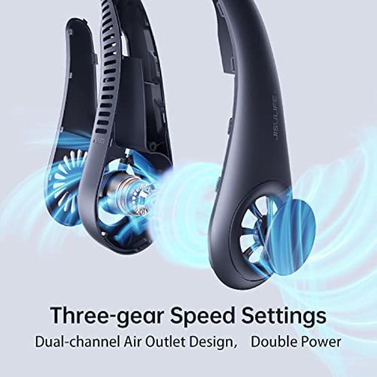JISULIFE FA14 Hands Free Neck Fan & 2024 3-IN-1 Handheld Fan Life7 with Powerful Wind and Foldable Design