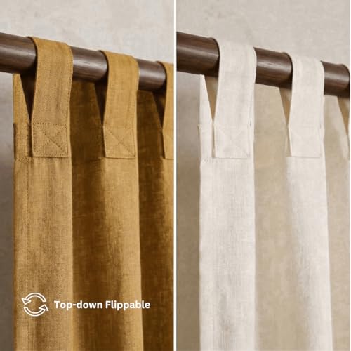 Image of Peepul Tree Cotton 7ft Door Curtain in Mustard & Off White | Top to Bottom Reversible Design| Woven Block Colours with Crochet Border | Semi Blackout 70% Light Blocking