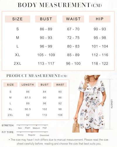 PLOKNRD Casual Summer Dresses Women V-Neck Short Sleeve Midi Dress with Pockets Beach Elegant Ladies Sundress Floral Light Blue M - Image 5