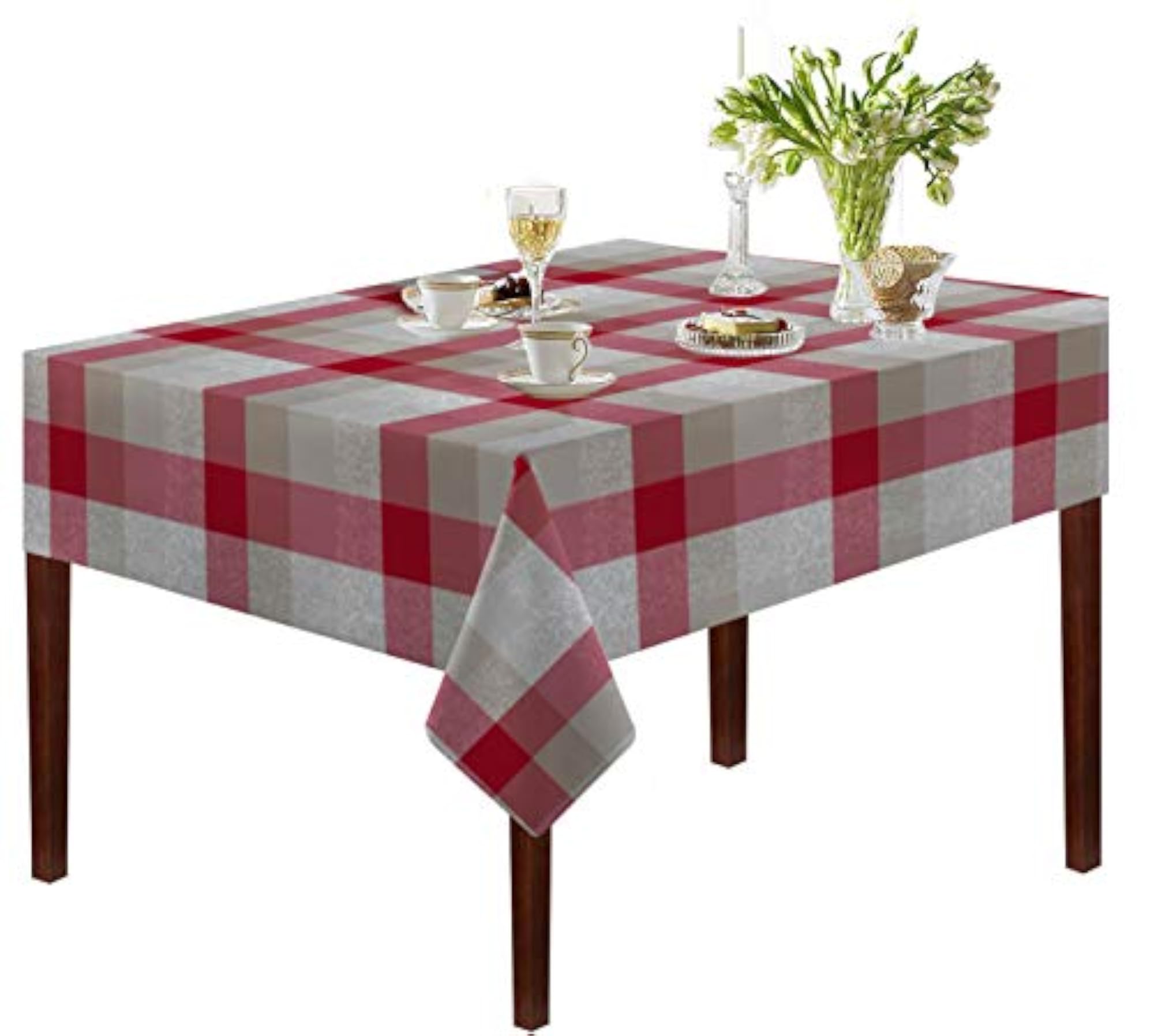 Cotton YD Table Cloth - T.Red Check - 4 Seater