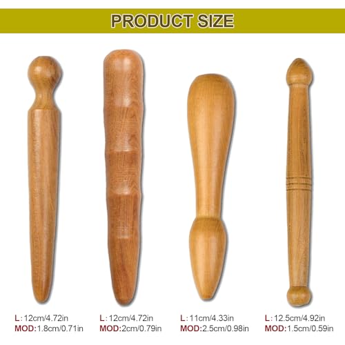 Foto von KALUROIL 4 PCS Massagestäbchen - Triggerpunkt Massagegerät Fuß Holz Massagestab Massagestäbchen Muskel Massageroller Stick Massage Holz Trigger Roller für Schulter Rücken Bein Entspannung