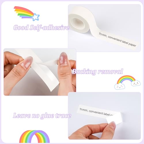 4 Rollen Etikettenband Geeignet für Etikettendrucker Wasserfeste Etikettenband Drucken Sie Barcode, Name, Datum, Preis usw Geeignet für Haus, Büro, Schule (Weiß, Rollen /15mmx4m)