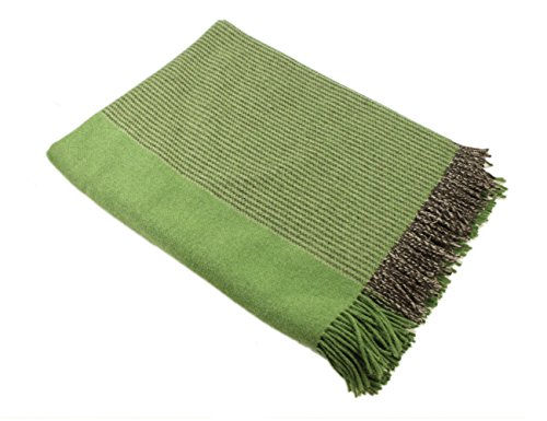 Biddy Murphy, Soft 100% Irish Merino Wool Throw Toss Blanket, 75" X 58" Inches, Imported From Ireland, Traditional Celtic Style, Heirloom Quality, Green/Brown #TOP7