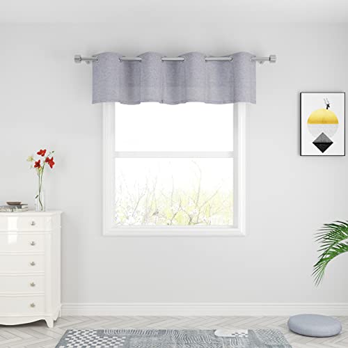 UPOPO Valance Curtains Grey 18 inch Length Kitchen Short Small Mini Living Room Linen Textured Bedroom Window Curtain Toppers Cabinet Caravan Valance 1 Panel Grommet Top