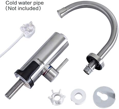 Pudin,220V Electric Instant Heater,Supply Hot and Cold Water,Stainless Hot Water Tap with LED Digital Display for Home Facilities(British Plug)