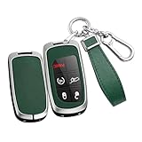 [TECART] Jeep専用 キーケース ジープ グランドチェロキー キーカバー ジープ チェロキー キーホルダー レネゲード クライスラー 300 ダッジ チャージャー キーケース アルミ合金と革製 グリーン