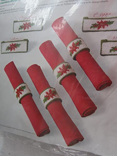 Poinsettia Napkin Rings and Place Card Holders Needlepoint Kit