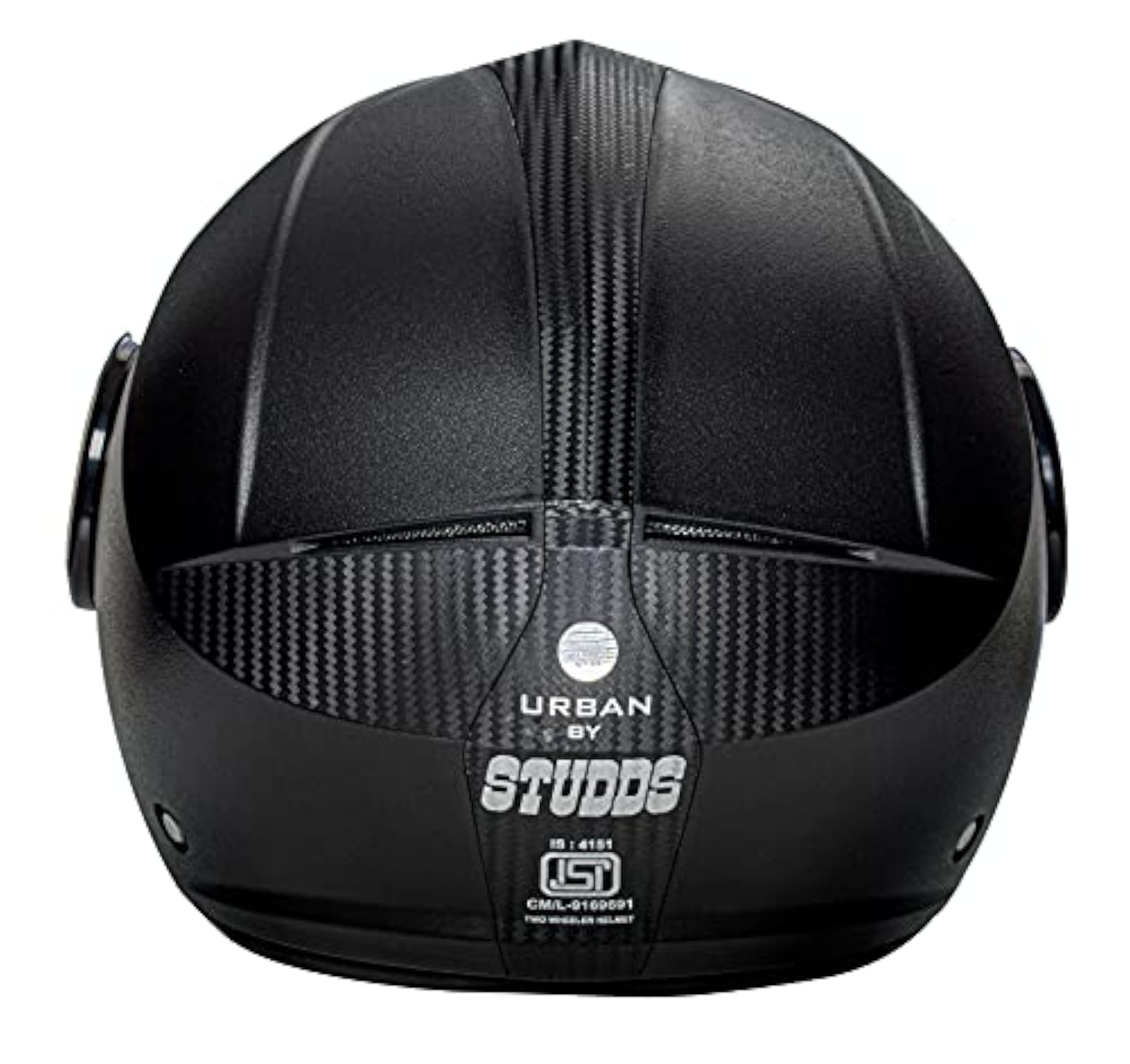 Open Face Helmet in Urban Black with Black Strip