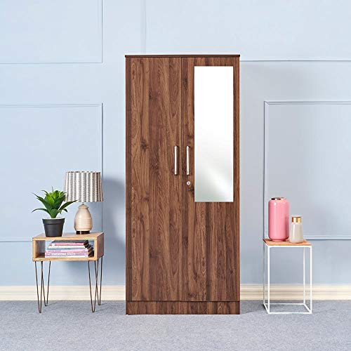 Image of Wakefit Wardrobe | 1 Year Warranty | Engineered Wood Almirah, Cupboard for Clothes Storage | 2 Door, Drawer | Tartan - Columbian Walnut