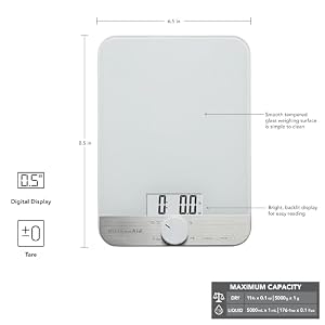 KitchenAid KQ908 Glass Surface 11 Pound Capacity Digital Kitchen and Food Scale, White KitchenAid KQ908 Glass Surface 11 Pound Capacity Digital Kitchen and Food Scale White