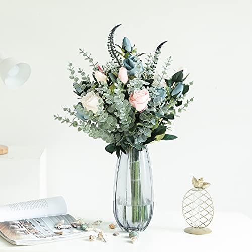 15 Pieces Artificial Eucalyptus Stems Real Touch, Fake Silver Dollar Leaves Faux Plants For Christmas, Flower Arrangement, Wedding Bouquets,Table Centerpiece, Home Decor #TOP5