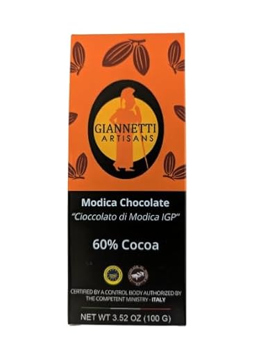 Giannetti Artisans Handmade Modica Chocolate Imported from Sicily 3.52 oz (100 g) (Single, Classic 60%)