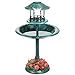 Best Choice Products Solar Outdoor Bird Bath Vintage Resin Pedestal Fountain Decoration for Yard, Garden w/Planter Base, Feeder, Decorative Bird Cage, Fillable Stand - Green -  SKY5950