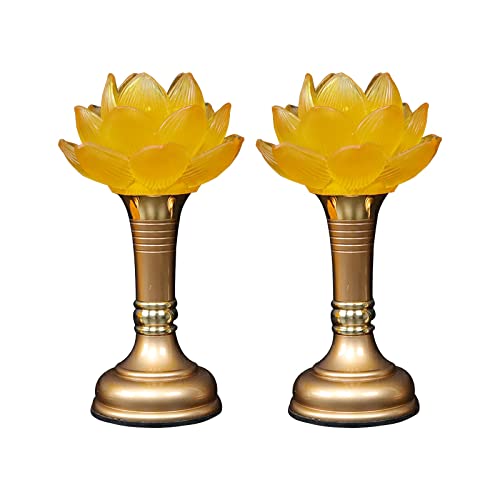 Lampe lotus LED bleue bougeoir permanent sans flamme pour prière et méditation