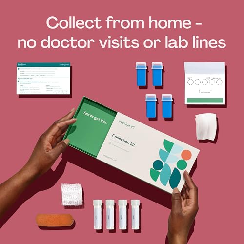 Image of Everlywell At-Home Women's Health Collection Kit, Measures 10 Biomarkers for Hormonal Wellness, including Cortisol, Progesterone & TSH - CLIA-Certified Lab Results Within Days - for Women Ages 18 Plus