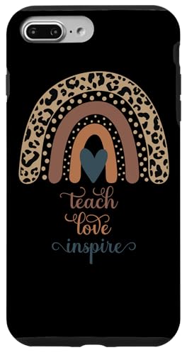 Teach Love Inspire Teacher Imprimé Boho Rainbow Leopard Coque pour iPhone 7 Plus/8 Plus
