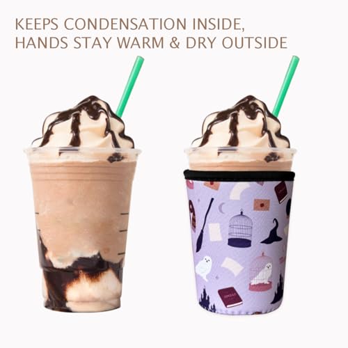 Image of Reusable Insulated Neoprene Iced Coffee Cup Sleeve, Durable Drink Sleeve for Cold Beverages, Beverage Holder for Iced Coffee (Magic Sip)
