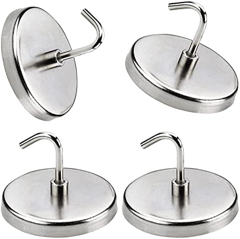 Katzco 2 Inch Magnetic Hooks - Pack of 2 - Powerful Magnetic Hooks Heavy-Duty Refrigerator Hooks, Tools - for Workshop, Garage, Kitchen, or Bathroom