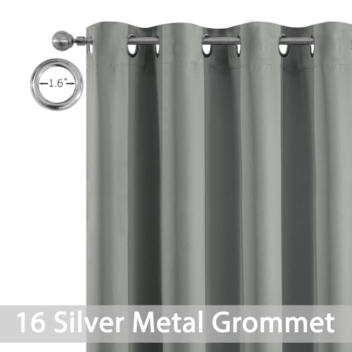 Yakamok Wide Thermal Blackout Patio Door Curtain Panel, Dove Grey Grommet Sliding Door Insulated Curtains, Extra Wide Curtains for Sliding Glass Door, Dove Gray, W52 x L84, 1 Panel