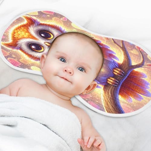 Valentines Owl Heart Purple Baby Burp Cloths Muslin Soft Burp Cloth Rags Cotton Burp Clothes Absorbent for Unisex Boy Newborn Girl 1 Pack 22x11 Inches4