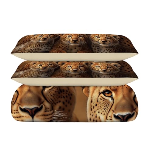 Funda nórdica de guepardos cama doble con 3 piezas de tacto suave 7